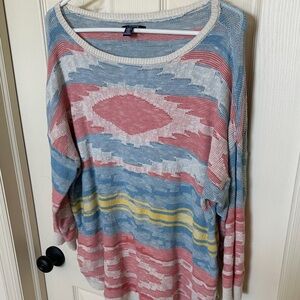 Chaps Blue and Pink Knit Sweater